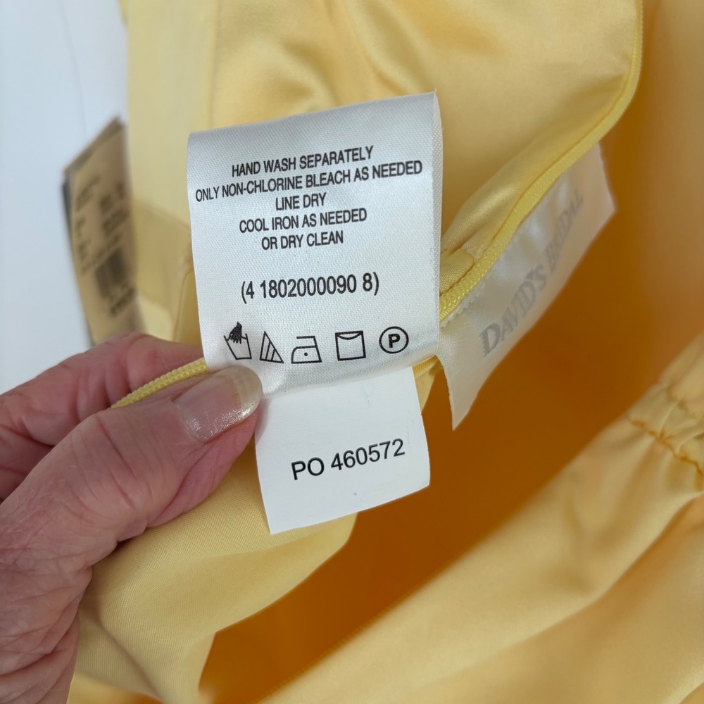 David's Bridal Girls Yellow Satin Baby Doll Gown Size 18 Dance Formal Bridesmaid - Picture 7 of 9